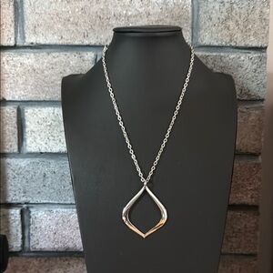 Vintage CROWN TRIFARI signed open teardrop pendant necklace